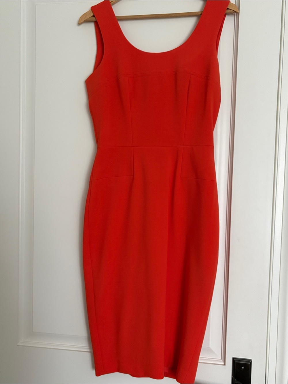 Sculpted Orange Midi Sheath Dress